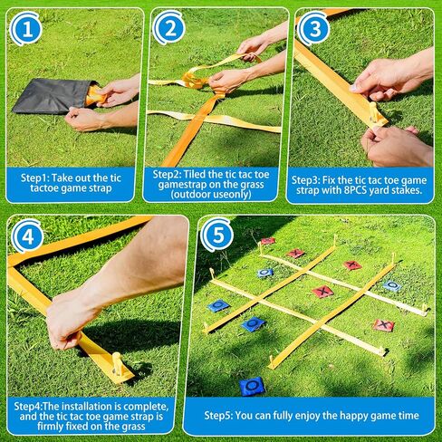 Giant Tic Tac Toe Outdoor Games for Kids Adults Family 4ft x 4ft Portable Bean Bag Toss Yard Lawn Backyard Camping Carnival Field Day Game with Ground Stakes Bean Bags Table Top Scoreboard in Saudi Arabia