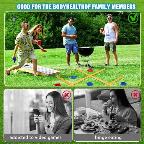 Giant Tic Tac Toe Outdoor Games for Kids Adults Family 4ft x 4ft Portable Bean Bag Toss Yard Lawn Backyard Camping Carnival Field Day Game with Ground Stakes Bean Bags Table Top Scoreboard in Saudi Arabia