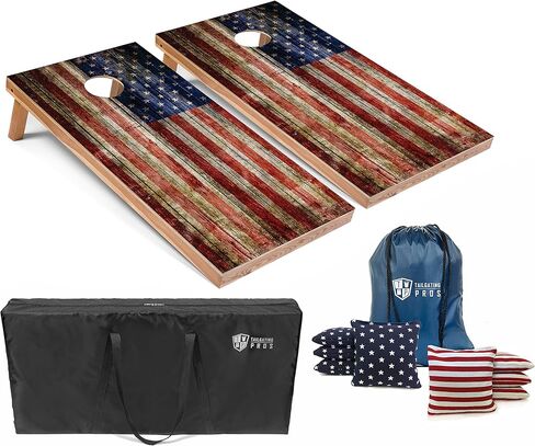 Tailgating Pros Lightweight Cornhole Boards - 4'x2' Regulation Cornhole Game w/Built-in LEDs- Multicolor Lights, Carrying Case, Set of 8 Cornhole Bags & Tote in Saudi Arabia