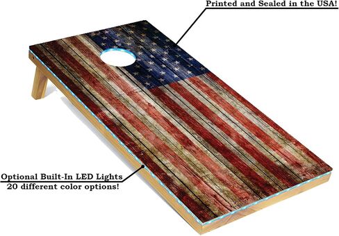 Tailgating Pros Lightweight Cornhole Boards - 4'x2' Regulation Cornhole Game w/Built-in LEDs- Multicolor Lights, Carrying Case, Set of 8 Cornhole Bags & Tote in Saudi Arabia