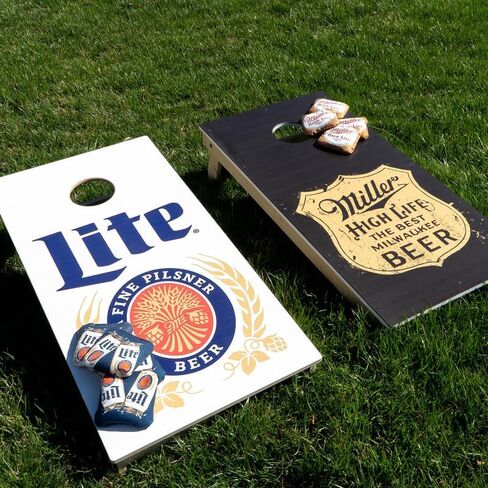العلامة التجارية الرسمية Slick Woody's Beer + أكياس Cornhole ذات العلم الأمريكي - أداء البطولة مملوء بالراتنج مع قماش للاستخدام الاحترافي مزدوج الجوانب - مجموعة من 8 قطع in Saudi Arabia