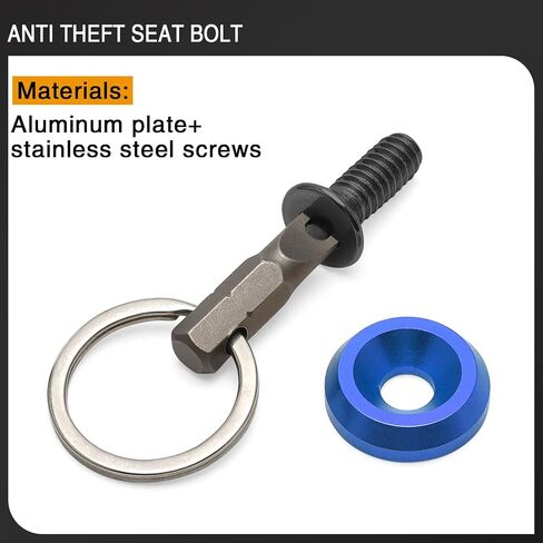 Seat Bolt Screw 1/4"-20 Thread w/Anti Theft Ring for Harley 1996-2025 Touring Dyna Softail Sportster 883 XL1200 Road King Electra Glide Street Glides (Blue Black) in Kuwait
