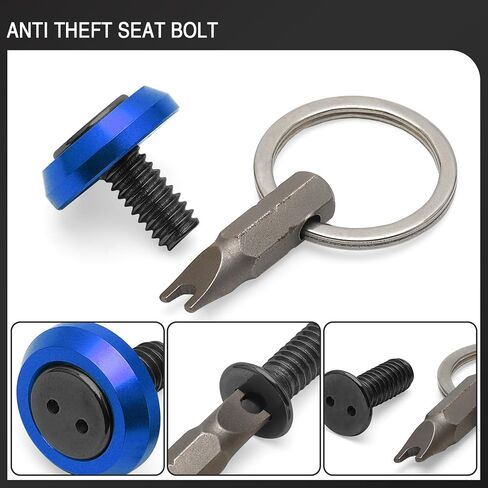 Seat Bolt Screw 1/4"-20 Thread w/Anti Theft Ring for Harley 1996-2025 Touring Dyna Softail Sportster 883 XL1200 Road King Electra Glide Street Glides (Blue Black) in Kuwait