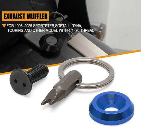Seat Bolt Screw 1/4"-20 Thread w/Anti Theft Ring for Harley 1996-2025 Touring Dyna Softail Sportster 883 XL1200 Road King Electra Glide Street Glides (Blue Black) in Kuwait