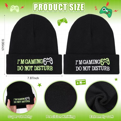4 Pieces I'm Gaming Socks Beanie Hats, Included 2 Pairs Novelty Gamer Socks Warm Casual Crew Socks and 2 Pieces Knit Hat Black Skull Cap for Women Men in Saudi Arabia