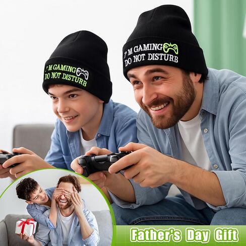 4 Pieces I'm Gaming Socks Beanie Hats, Included 2 Pairs Novelty Gamer Socks Warm Casual Crew Socks and 2 Pieces Knit Hat Black Skull Cap for Women Men in Saudi Arabia