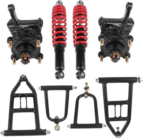 Front Suspension Shock Swing Arm Full Kit Upper Lower Steering Knuckle Spindle Kit For ATV Quad Bike Go Kart Buggy DIY Parts (340mm Front Suspension Shock Kit) in Saudi Arabia