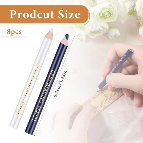8 Pcs Fabric Chalk for Sewing Fabric Tailors Markers for Sewing Sewing Washable Pencil 2 Colors Sewings Marking Chalk Pencil White Water Soluble Sewings Fabric Maker for Dressmakers DIY Crafts in Saudi Arabia