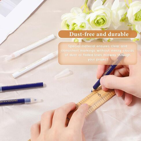 8 Pcs Fabric Chalk for Sewing Fabric Tailors Markers for Sewing Sewing Washable Pencil 2 Colors Sewings Marking Chalk Pencil White Water Soluble Sewings Fabric Maker for Dressmakers DIY Crafts in Saudi Arabia