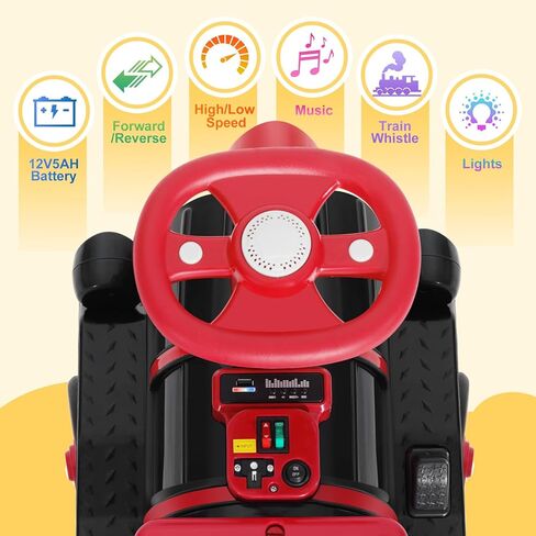 JOYLDIAS 2 مقاعد ركوب على القطار، 12 فولت لعبة ركوب للأطفال مع الموسيقى، قطار تزمير، أضواء، سرعة عالية/منخفضة وتخزين، سيارة كهربائية للأطفال من سن 3 سنوات فما فوق، أزرق in Kuwait