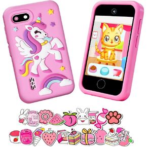 Upgraded Kids Smart Phone with Cute Stickers,2.8" Touchscreen Toddler Phone with HD Dual Camera/Game/Music Player/Learning/Habit Tracker,Christmas Birthday Gifts Toy Phone for Girls Ages 3-8, Pink in Saudi Arabia