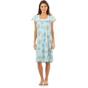 Casual Nights Women's Polka Dot Lace Short Sleeve Nightgown - Light Blue - Large in Kuwait