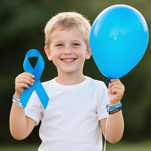 WATINC Diabetes Awareness Wristbands Bulk - Blue Gray Ribbon Type 1 Diabetes Prevention Motivational Silicone Bracelets in Saudi Arabia