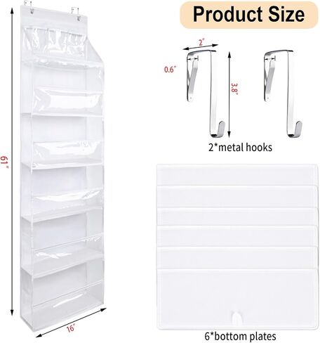 Hanging Yarn Storage Organizer - 6 Tiers Over the Door Yarn Crochet Organizer Shelves with 3 Top Knitting Needle Pockets, Large Capacity Clear Yarn ball Holder for Knitting Supplies in Saudi Arabia