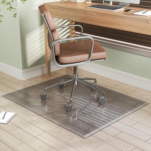 [Tempered Glass] 40“x30" Beveled Edge Glass Chair Mat with Polished Edge Clear Office Chair Mat, Glides Smoothly, Suitable for Carpet or Hardwood Floors (Grey) in Saudi Arabia
