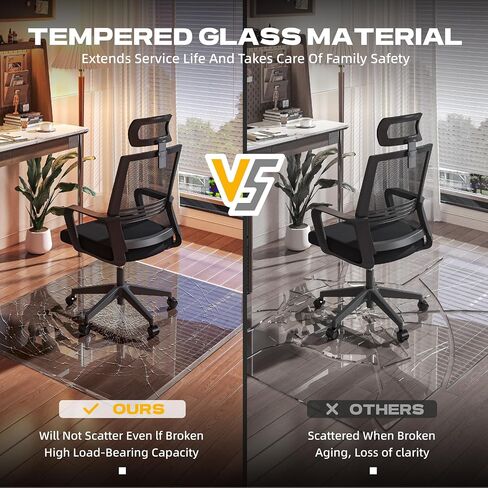 [Tempered Glass] 40“x30" Beveled Edge Glass Chair Mat with Polished Edge Clear Office Chair Mat, Glides Smoothly, Suitable for Carpet or Hardwood Floors (Grey) in Saudi Arabia