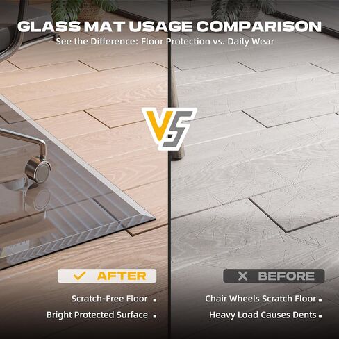 [Tempered Glass] 40“x30" Beveled Edge Glass Chair Mat with Polished Edge Clear Office Chair Mat, Glides Smoothly, Suitable for Carpet or Hardwood Floors (Grey) in Saudi Arabia