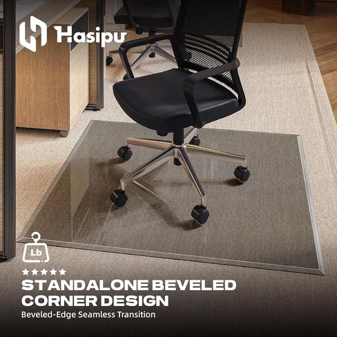 [Tempered Glass] 40“x30" Beveled Edge Glass Chair Mat with Polished Edge Clear Office Chair Mat, Glides Smoothly, Suitable for Carpet or Hardwood Floors (Grey) in Saudi Arabia