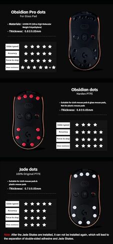 زلاجات ماوس X-Raypad Obsidian Air/Pro Air Speed ​​Mouse، U-PE Universal Dot Mouse Skates توفر مقاومة ممتازة للتآكل، وسرعة وتحكم في مقاومة التآكل، وضوضاء أقل in Kuwait