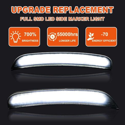 Side Marker Lights for Charger 2015-2023, Front & Rear Fender Light for Charger SXT, for Scatpack, for SRT Hellcat, LED White Parking Light, Bumper Marker Lamps, Smoked Len, 4PCS in Kuwait