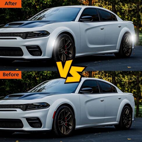 Side Marker Lights for Charger 2015-2023, Front & Rear Fender Light for Charger SXT, for Scatpack, for SRT Hellcat, LED White Parking Light, Bumper Marker Lamps, Smoked Len, 4PCS in Kuwait