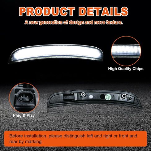 Side Marker Lights for Charger 2015-2023, Front & Rear Fender Light for Charger SXT, for Scatpack, for SRT Hellcat, LED White Parking Light, Bumper Marker Lamps, Smoked Len, 4PCS in Kuwait