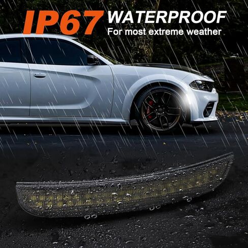 Side Marker Lights for Charger 2015-2023, Front & Rear Fender Light for Charger SXT, for Scatpack, for SRT Hellcat, LED White Parking Light, Bumper Marker Lamps, Smoked Len, 4PCS in Kuwait