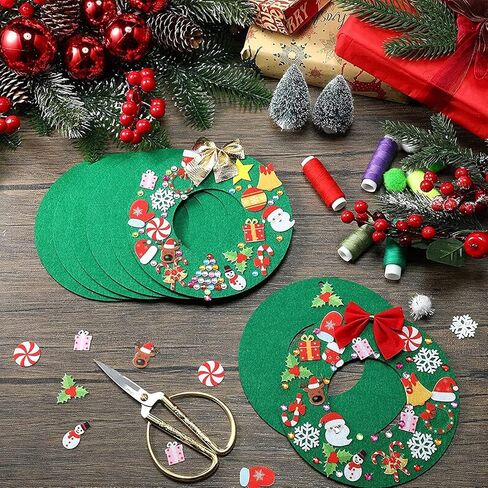 12 قطعة لباد شجرة عيد الميلاد الجدار DIY لباد شجرة عيد الميلاد 13 مجموعة الحلي الزخرفية عيد الميلاد 5 قطع ملصقات الأحجار الكريمة اليدوية عيد الميلاد الباب الجدار شنقا الديكور in Kuwait