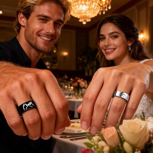 Matching Rings for Couples Promise Ring Couples Rings for Him and Her Set Trendy Jewelry Gifts 2025 in Kuwait