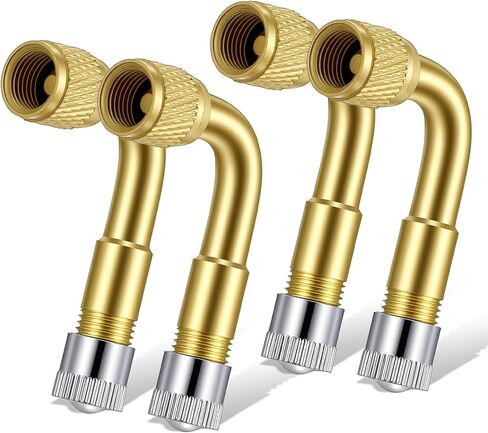 4 Pcs Valve Stem Extenders - 90 Degree Universal Brass Tire Valve Extension Adaptor for Passenger Cars, Bicycles, Motorcycles, RV, Trailers in Saudi Arabia