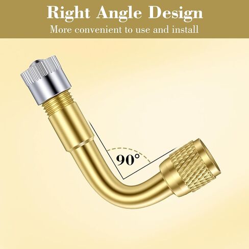 4 Pcs Valve Stem Extenders - 90 Degree Universal Brass Tire Valve Extension Adaptor for Passenger Cars, Bicycles, Motorcycles, RV, Trailers in Saudi Arabia