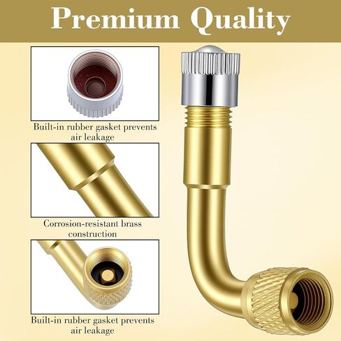 4 Pcs Valve Stem Extenders - 90 Degree Universal Brass Tire Valve Extension Adaptor for Passenger Cars, Bicycles, Motorcycles, RV, Trailers in Saudi Arabia