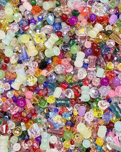خرز زجاجي متنوع بوزن نصف رطل لصنع المجوهرات، خرز كريستالي ملون 2-16 مم للأساور، والحرف اليدوية، والفنون اليدوية، ومستلزمات صنع المجوهرات بالجملة in Kuwait