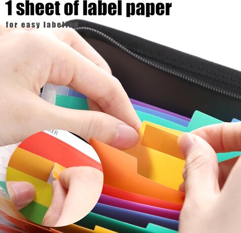 Expanding File Folder, 13 Pockets Small Accordion File Holder Organizer with Labels for Receipt Cards, Document, Coupons Storage,Zipper Closure, Bill Business,Classroom, 8.3X5.1 Inches, Black in Saudi Arabia