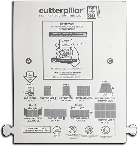 بساط القطع القابل للطي والشفاء الذاتي من CutterPillar - بساط 5 في 1 لمشاريع النسيج والخياطة - سهولة السفر والتخزين - 9 بوصة × 12 بوصة إلى 24 بوصة × 36 بوصة in Kuwait