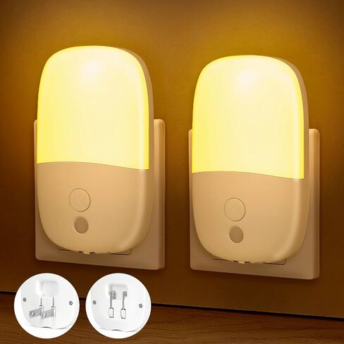 LED Night Light Plug in, 2 Pack Dimmable Night Lights with Dusk to Dawn Sensor & Retractable Plug & 3 Adjustable Brightness, 3000K Warm Nightlight for Adults/Kids/Bedroom/Stair/Hallway/Kitchen in Saudi Arabia