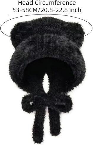 Winter Furry Cute Bear Ear Beanie Hat Women Thermal Fuzzy Animal Critter Hat with Earflap Girls Plush Windproof Soft Cap Gift in Saudi Arabia