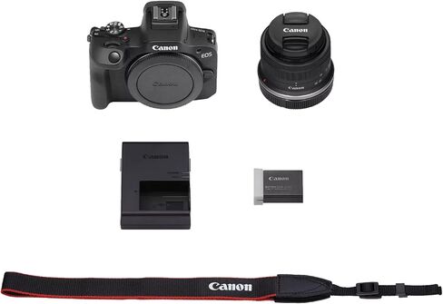 Canon EOS R100 Mirrorless Camera Body with 2 Lens Kit RF-S 18-45mm is STM and 55-210mm is STM 6052C022 Bundle with Deco Gear Bag + 2 Battery +Tripod + Filters + Wide Angle & Telephoto Lenses & More in Saudi Arabia