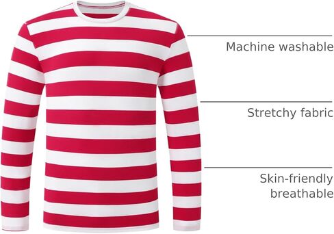 Formeet17 قميص مخطط بأكمام طويلة للرجال، كاجوال بياقة دائرية in Kuwait