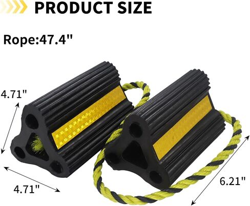 Rv عجلة الأوتاد للمقطورات والشاحنات العربة والطائرات الصغيرة عجلة الساندة 2Pair4Pack عجلة الأوتاد كتلة مع 3 شرائط عاكسة متعددة الاستخدامات الثقيلة المطاط عجلة منع الحركة والأوقاف in Kuwait