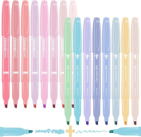 Pastel Bible Highlighter Markers 16 Pack, No Bleed, Cute Aesthetic Highlighters Assorted Colors Dry Quickly for Bible Study Journaling, Textbook Motivational Gift for Christians, Friends in Saudi Arabia