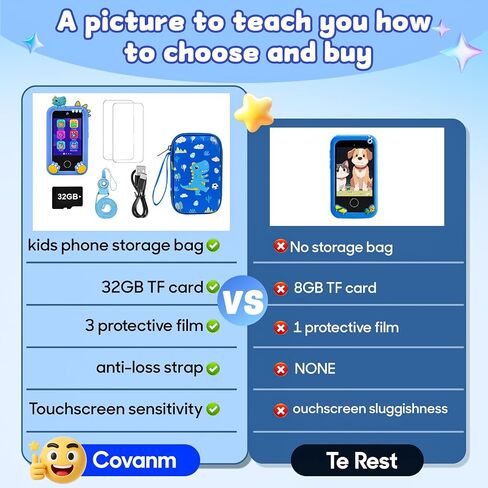 Kids Smart Phone, Christmas Birthday Gifts Dinosaur Child Play Phone for Boys 3-10, 2.8" Touchscreen HD Dual Camera Cell Phone for Kids,Travel Toy Preschool Learning Education Toy，32GB Card & Bag in Saudi Arabia