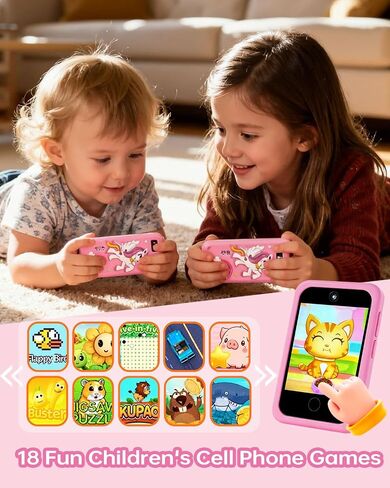 Upgraded Kids Smart Phone with Cute Stickers,2.8" Touchscreen Toddler Phone with HD Dual Camera/Game/Music Player/Learning/Habit Tracker,Christmas Birthday Gifts Toy Phone for Girls Ages 3-8, Pink in Saudi Arabia
