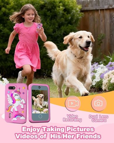 Upgraded Kids Smart Phone with Cute Stickers,2.8" Touchscreen Toddler Phone with HD Dual Camera/Game/Music Player/Learning/Habit Tracker,Christmas Birthday Gifts Toy Phone for Girls Ages 3-8, Pink in Saudi Arabia