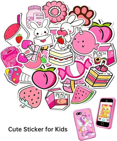 Upgraded Kids Smart Phone with Cute Stickers,2.8" Touchscreen Toddler Phone with HD Dual Camera/Game/Music Player/Learning/Habit Tracker,Christmas Birthday Gifts Toy Phone for Girls Ages 3-8, Pink in Saudi Arabia