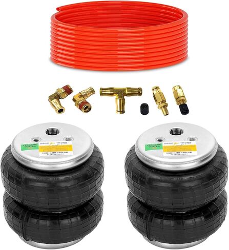 TORQUE 2 Pack Universal Air Spring Airbag Air Bag Replacement 1/2" NPT Single Port Double Bellow Standard 2600 lbs with Air Line (5000 (Double Convoluted), 2 Pack) in Saudi Arabia