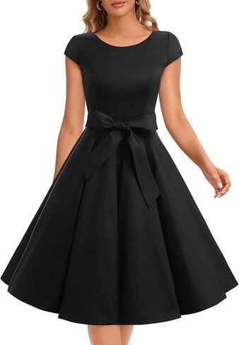 Dressystar DS1956 Women Vintage 1950s Retro Rockabilly Prom Dresses Cap-Sleeve L Navy in Saudi Arabia