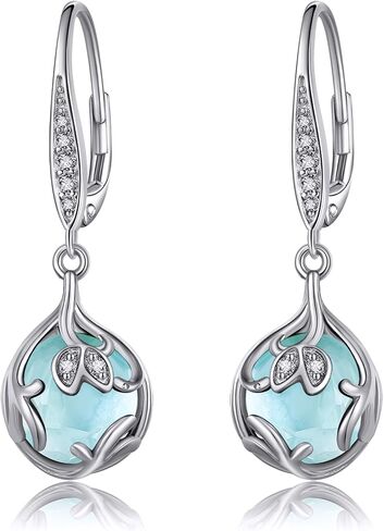 URONE Moss Agate Earrings 925 Sterling Silver Teardrop Dangle Gemstone Earrings Moss Agate Jewelry Gifts For Women Mother, Agate in Kuwait