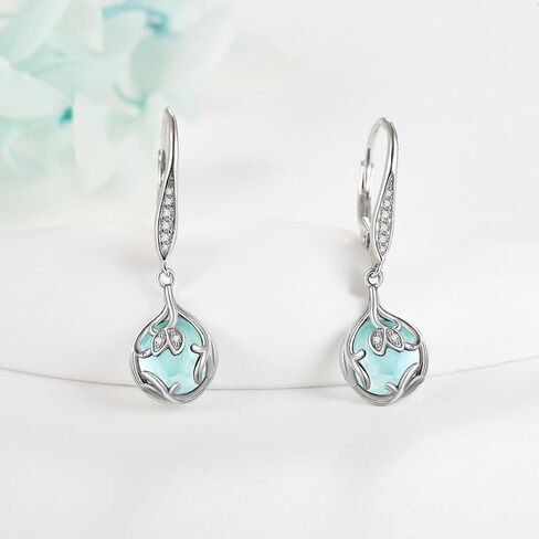 URONE Moss Agate Earrings 925 Sterling Silver Teardrop Dangle Gemstone Earrings Moss Agate Jewelry Gifts For Women Mother, Agate in Kuwait
