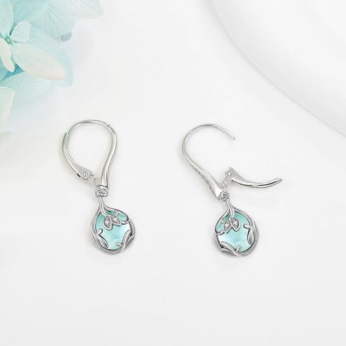 URONE Moss Agate Earrings 925 Sterling Silver Teardrop Dangle Gemstone Earrings Moss Agate Jewelry Gifts For Women Mother, Agate in Kuwait